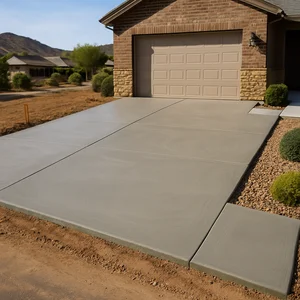 New concrete driveway installation
